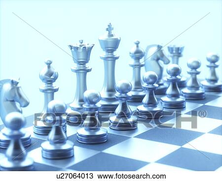 Stock Image - Chess pieces on board.. Fotosearch
