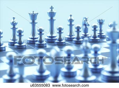 Stock Image - Chess pieces on board.. Fotosearch