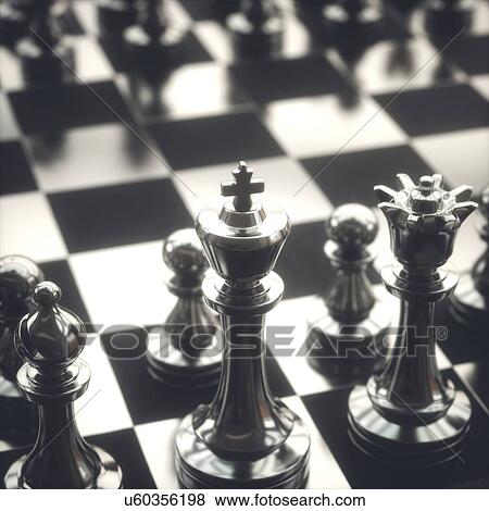 Stock Photo - Chess pieces on board.. Fotosearch