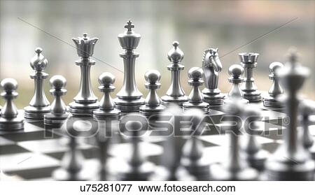 Stock Photo - Chess pieces on board.. Fotosearch