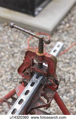 Stock Image - Close-up of a cutting tool for rack supports.. Fotosearch