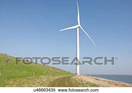 Stock Photography - Coastal wind turbine, Esbjerg, Denmark. Fotosearch