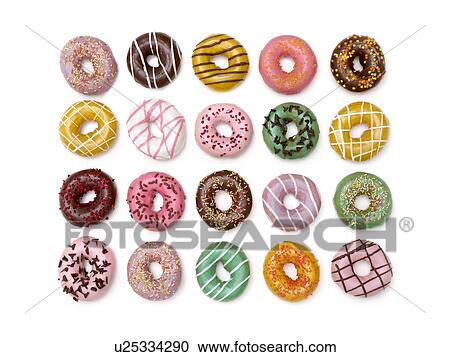 Colourful doughnuts, studio shot. View Large Photo Image Stock Image - Colourful doughnuts, studio shot.. Fotosearch