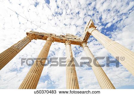 Stock Image - Columns of an ancient Greek temple.. Fotosearch