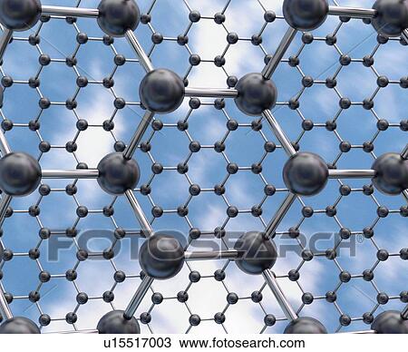 Stock Image - Computer illustration of a molecular model of two sheets of stanene showing the low buckled structure that is predicted from density functional theory (DFT) calculations. Stanene has a similar honeycomb structure to graphene but is composed of tin.... Fotosearch