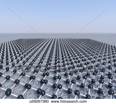 Stock Image - Computer illustration of a molecular model of a sheet of stanene showing the low buckled structure that is predicted from density functional theory (DFT) calculations. Stanene has a similar honeycomb structure to graphene but is composed of tin atoms..... Fotosearch