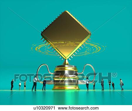 Stock Image - Computing trophy, conceptual computer illustration.. Fotosearch