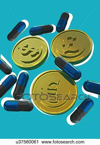Stock Image - Cost of drugs, conceptual illustration.. Fotosearch
