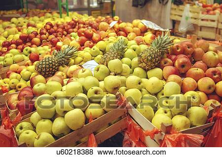 Stock Photo - Crates of fruit at market.. Fotosearch