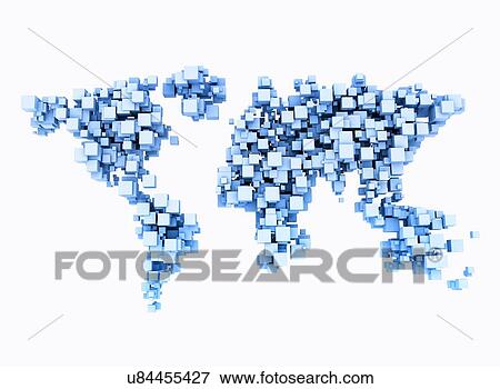 Stock Photo - Cube map, computer illustration.. Fotosearch