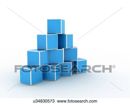 Stock Image - Cubes stacked in pyramid, illustration.. Fotosearch