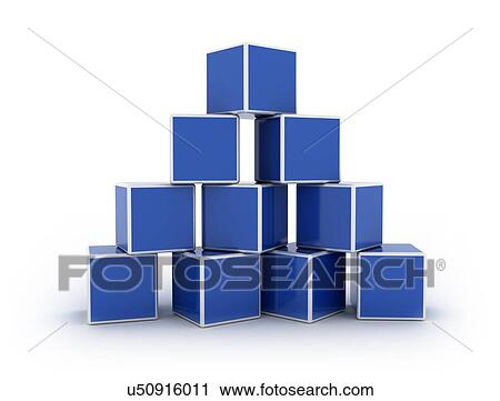Stock Image - Cubes stacked in pyramid, illustration.. Fotosearch