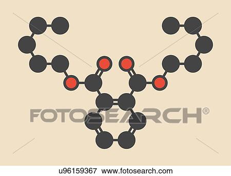 Stock Photo - Di-n-pentyl phthalate (DNPP) plasticizer molecule. Stylized skeletal formula (chemical structure): Atoms are shown as colour-coded circles: hydrogen (hidden), carbon (grey), oxygen (red).. Fotosearch