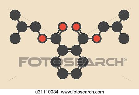 Diisobutyl phthalate (DIBP) plasticizer molecule. Stylized skeletal formula (chemical structure): Atoms are shown as colour-coded circles: hydrogen (hidden), carbon (grey), oxygen (red). View Large Photo Image Picture - Diisobutyl phthalate (DIBP) plasticizer molecule. Stylized skeletal formula (chemical structure): Atoms are shown as colour-coded circles: hydrogen (hidden), carbon (grey), oxygen (red).. Fotosearch