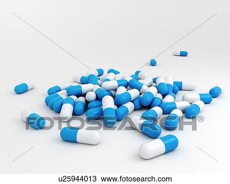 Stock Image - Drug capsules, computer illustration.. Fotosearch