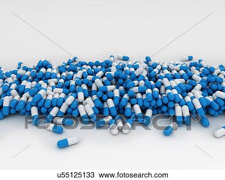 Stock Image - Drug capsules, illustration.. Fotosearch