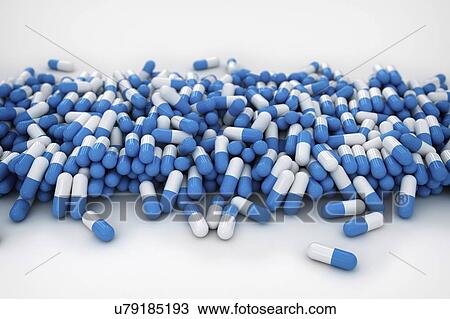 Stock Image - Drug capsules, illustration.. Fotosearch