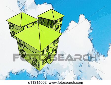 Stock Image - Ecohousing, conceptual illustration.. Fotosearch