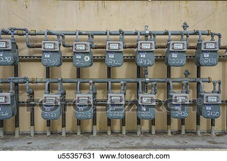 Stock Image - Electrical utility boxes for apartment complex, Ventura, Califoria. Fotosearch