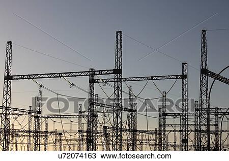 Stock Image - Electricity substation, Lutzville, Western Cape, South Africa.. Fotosearch