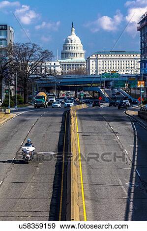 Elevated view down Capitol St, to US Capitol going towards US Capitol in Washington DC. View Large Photo Image Stock Photo - Elevated view down Capitol St, to US Capitol going towards US Capitol in Washington DC.. Fotosearch