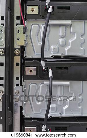 Stock Image - Energy storage batteries for backup power to an electric power plant.. Fotosearch