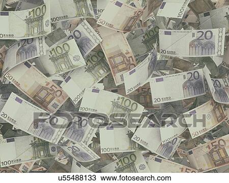 Stock Image - Euro banknotes, computer illustration.. Fotosearch