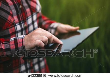 Farmer using digital tablet. View Large Photo Image Stock Photograph - Farmer using digital tablet.. Fotosearch