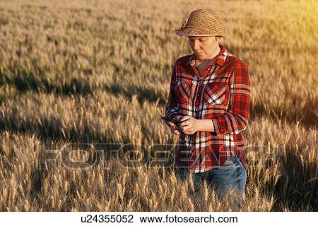 Farmer using smartphone. View Large Photo Image Stock Image - Farmer using smartphone.. Fotosearch