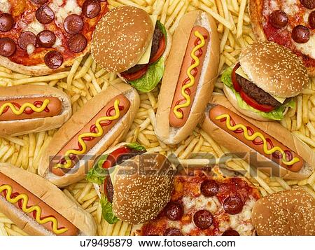 Fast food, full frame. View Large Photo Image Stock Photo - Fast food, full frame.. Fotosearch