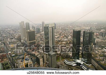 Stock Photography - Financial district, Frankfurt, Germany, taken in April 2016.. Fotosearch