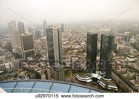 Stock Photography - Financial district, Frankfurt, Germany, taken in April 2016.. Fotosearch