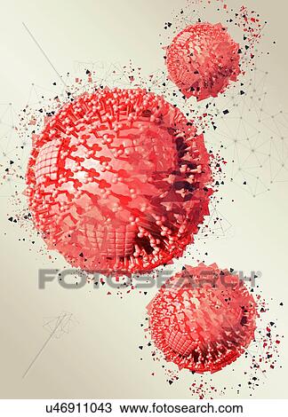Stock Image - Flu viruses, illustration.. Fotosearch