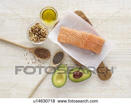 Stock Photo - Foods high in omega three, studio shot.. Fotosearch