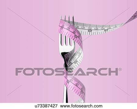 Stock Photo - Fork with tape measure.. Fotosearch