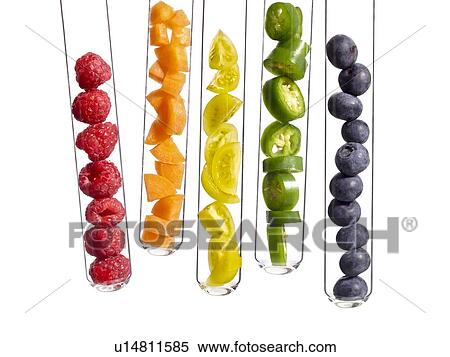 Fruits and vegetables in test tubes, studio shot. View Large Photo Image Stock Photography - Fruits and vegetables in test tubes, studio shot.. Fotosearch