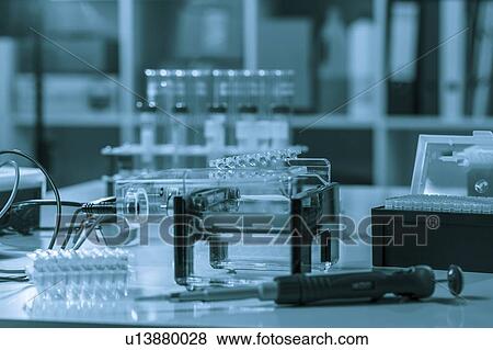 Stock Photo - Gel electrophoresis equipment.. Fotosearch