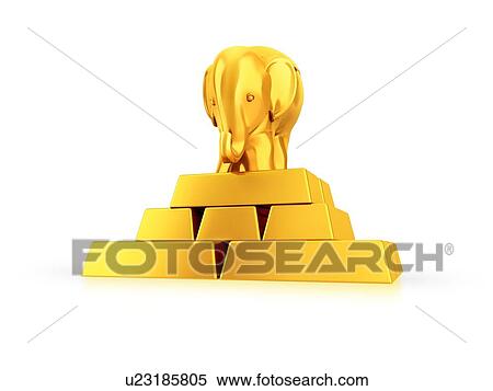 Golden statue of an elephant on a pyramid of gold bars, illustration. View Large Photo Image Stock Photography - Golden statue of an elephant on a pyramid of gold bars, illustration.. Fotosearch