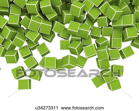 Stock Image - Green cubes, illustration.. Fotosearch