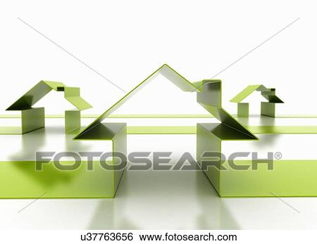 Stock Photograph - Green houses, conceptual illustration.. Fotosearch