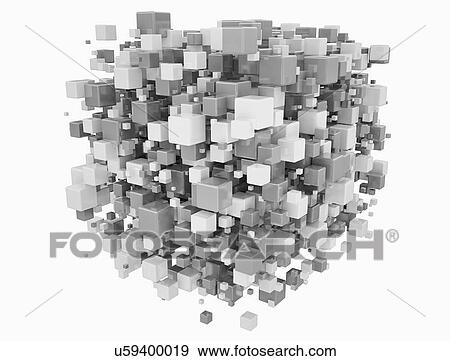 Stock Photo - Grey and white cubes, illustration.. Fotosearch