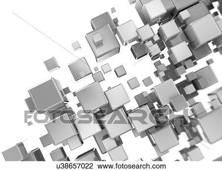 Stock Image - Grey cubes, computer illustration.. Fotosearch