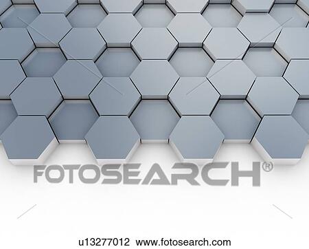Stock Image - Grey hexagons, illustration.. Fotosearch