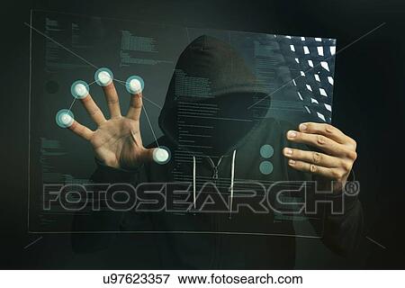 Stock Photo - Hacking biometric security, conceptual image.. Fotosearch
