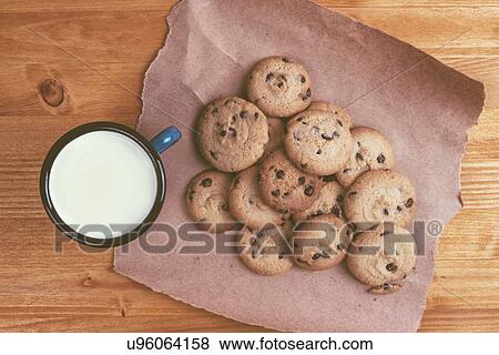 Homemade chocolate chip cookies and milk. View Large Photo Image Stock Photo - Homemade chocolate chip cookies and milk.. Fotosearch