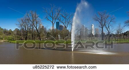 Stock Image - Houston Skyline as seen from Glenwood Cemetery, Texas. Fotosearch