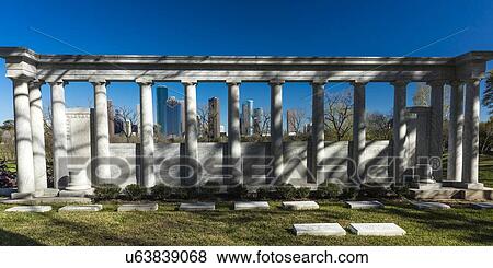 Stock Photo - Houston Skyline as seen from Glenwood Cemetery, Texas. Fotosearch