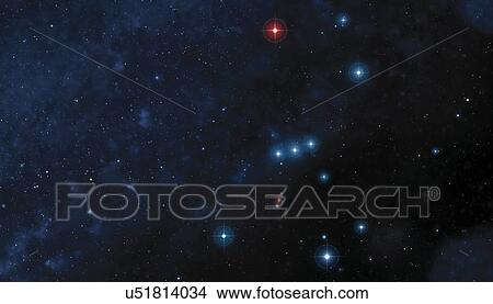 Illustration of the constellation of Orion, one of the most conspicuous in the night sky. Situated on the celestial equator, Orion is visible from most parts of the world. View Large Photo Image Picture - Illustration of the constellation of Orion, one of the most conspicuous in the night sky. Situated on the celestial equator, Orion is visible from most parts of the world.. Fotosearch