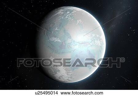 Illustration of the Earth, with the continents in their present form, but with the planet completely iced over. The snowball Earth hypothesis suggests that, hundreds of millions of years ago, the Earth may have frozen solid like this as a result of... View Large Photo Image Picture - Illustration of the Earth, with the continents in their present form, but with the planet completely iced over. The snowball Earth hypothesis suggests that, hundreds of millions of years ago, the Earth may have frozen solid like this as a result of.... Fotosearch