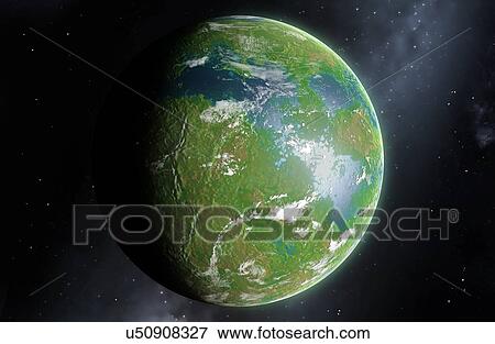 Illustration of the planet Venus as it may appear in the future after terraforming. Terraforming is the process of converting a hostile planet into one suitable for human habitation. The lowlands are shown flooded with water. The sea at top right is... View Large Photo Image Stock Photo - Illustration of the planet Venus as it may appear in the future after terraforming. Terraforming is the process of converting a hostile planet into one suitable for human habitation. The lowlands are shown flooded with water. The sea at top right is.... Fotosearch